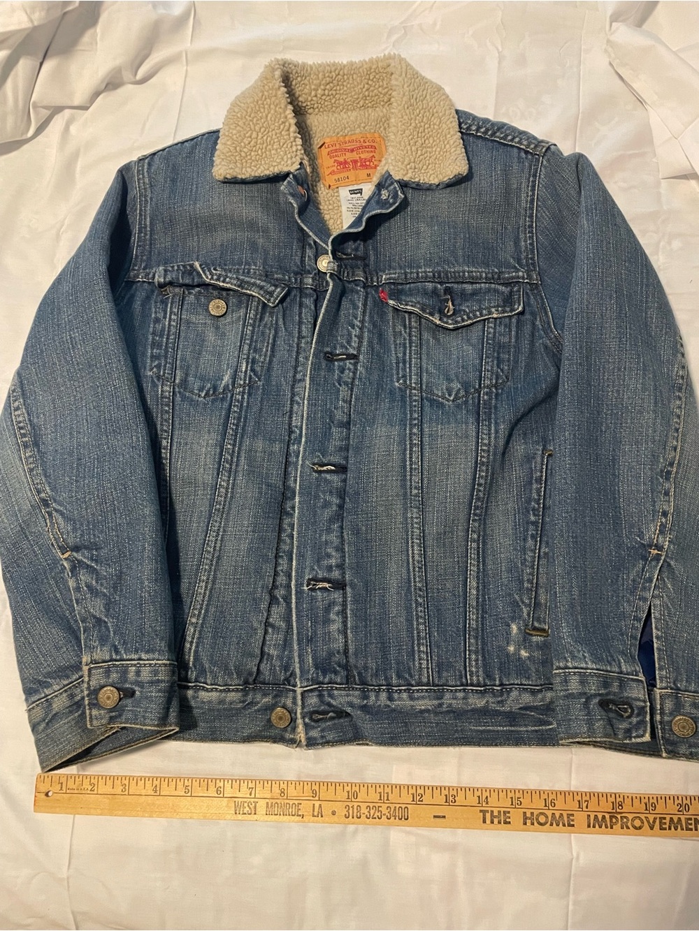 Levi's Blue Denim Sherpa Collar Bomber Jacket